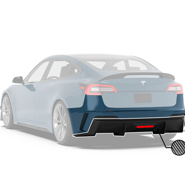 Robot Craftsman Tesla Model 3 “HACKER” Rear Bumper & Diffuser (2017–2023 pre-facelift) Aftermarket Carbon Fiber Part / Bodykit - Robot Bodykits