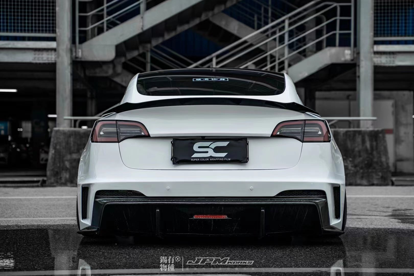Robot Craftsman Tesla Model 3 “HACKER” Rear Bumper & Diffuser (2017–2023 pre-facelift) Aftermarket Carbon Fiber Part / Bodykit - Robot Bodykits