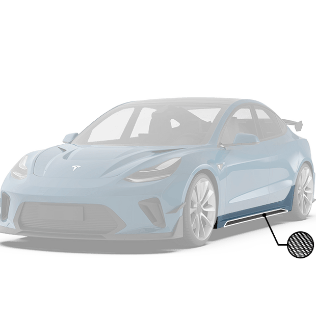 Robot Craftsman Tesla Model 3 “HACKER” Side Skirts (2017–2023 pre - facelift) Aftermarket Carbon Fiber Part / Bodykit - Robot Bodykits
