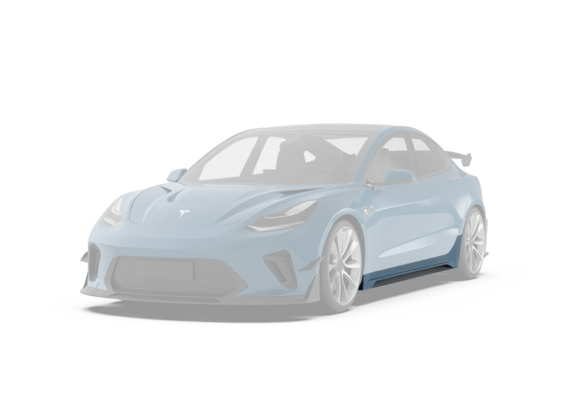 Robot Craftsman Tesla Model 3 “HACKER” Side Skirts (2017–2023 pre - facelift) Aftermarket Carbon Fiber Part / Bodykit - Robot Bodykits