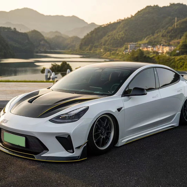 Robot Craftsman Tesla Model 3 “HACKER” Side Skirts (2017–2023 pre - facelift) Aftermarket Carbon Fiber Part / Bodykit - Robot Bodykits