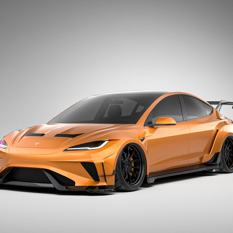 Robot Craftsman Tesla Model 3 Highland 2024+ “HACKER” Widebody FRP & Partial Carbon Full Kit Aftermarket Carbon Fiber Part / Bodykit - Robot Bodykits