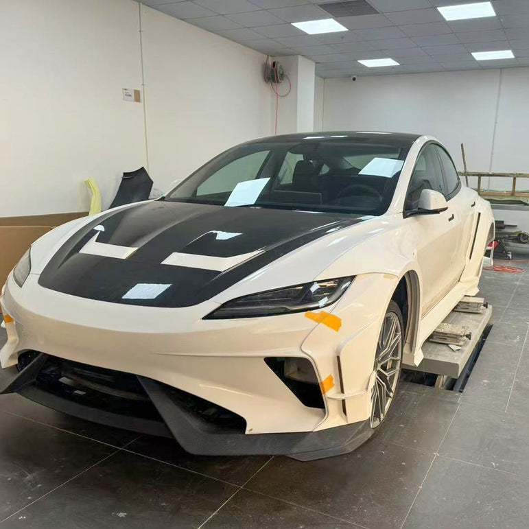 Robot Craftsman Tesla Model 3 Highland 2024+ “HACKER” Widebody FRP & Partial Carbon Full Kit Aftermarket Carbon Fiber Part / Bodykit - Robot Bodykits