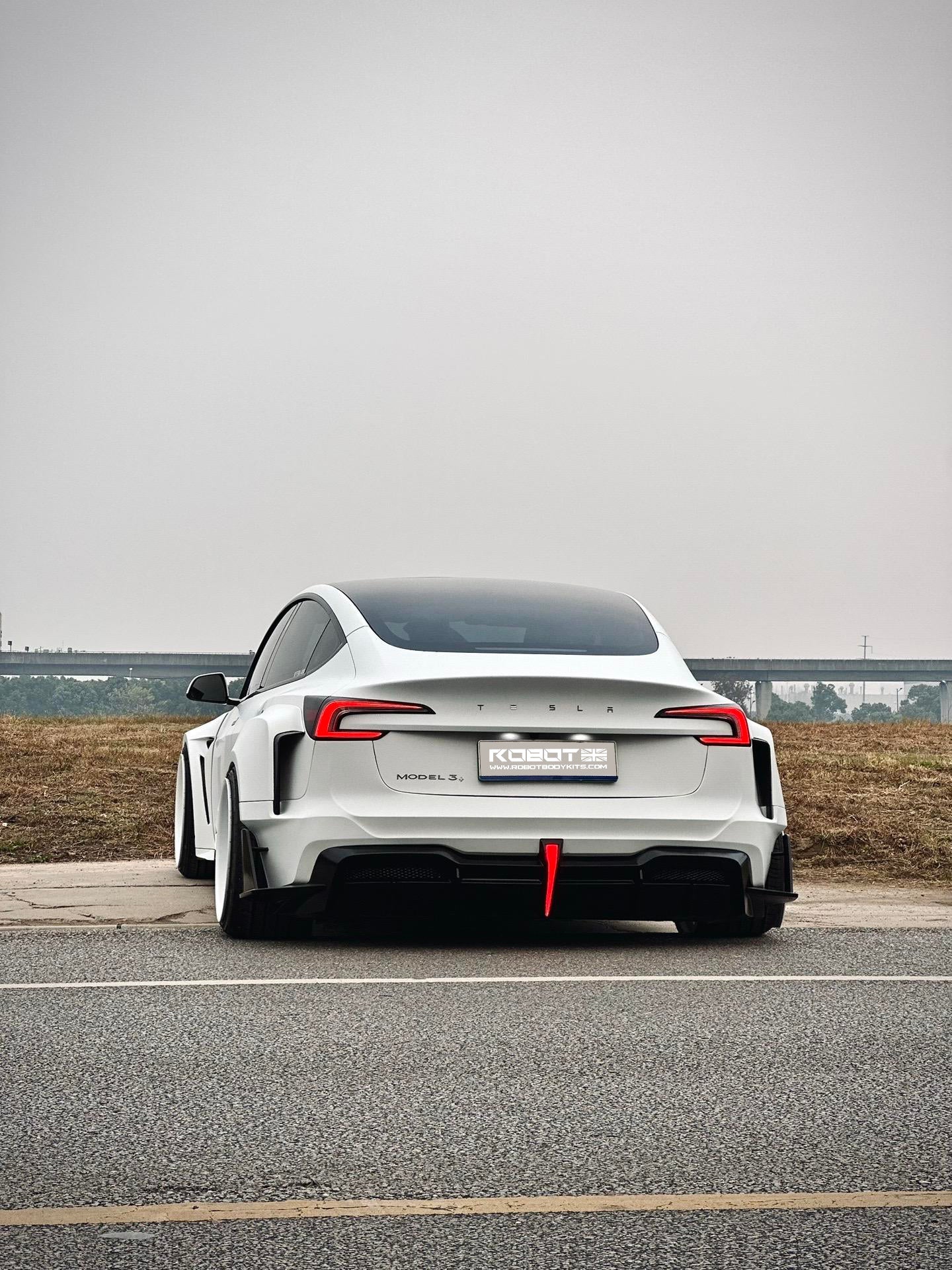Robot Craftsman Tesla Model 3 Highland 2024+ “HACKER” Widebody FRP & Partial Carbon Full Kit Aftermarket Carbon Fiber Part / Bodykit - Robot Bodykits