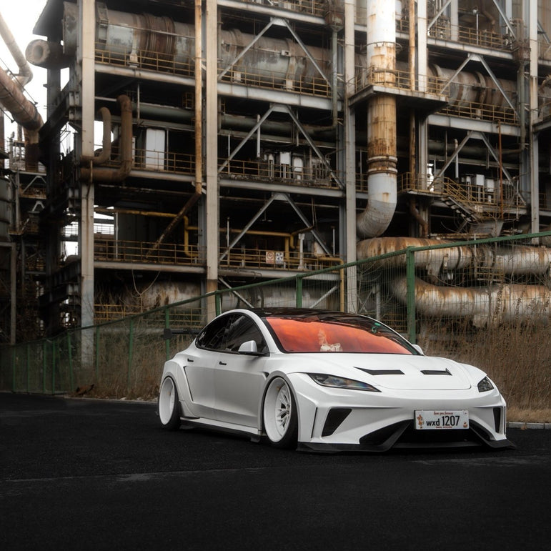 Robot Craftsman Tesla Model 3 Highland 2024+ “HACKER” Widebody FRP & Partial Carbon Full Kit Aftermarket Carbon Fiber Part / Bodykit - Robot Bodykits
