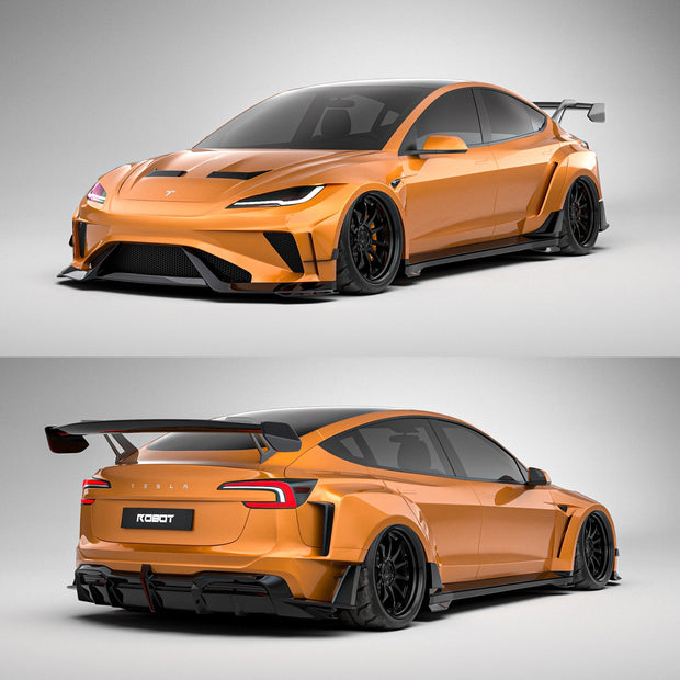 Robot Craftsman Tesla Model 3 Highland 2024+ “HACKER” Widebody FRP & Partial Carbon Full Kit Aftermarket Carbon Fiber Part / Bodykit - Robot Bodykits