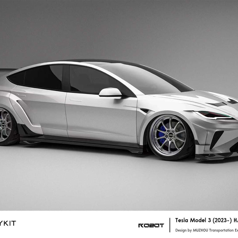 Robot Craftsman Tesla Model 3 Highland 2024+ “HACKER” Widebody FRP & Partial Carbon Full Kit Aftermarket Carbon Fiber Part / Bodykit - Robot Bodykits
