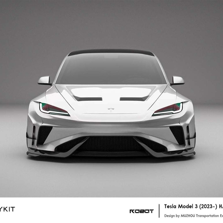 Robot Craftsman Tesla Model 3 Highland 2024+ “HACKER” Widebody FRP & Partial Carbon Full Kit Aftermarket Carbon Fiber Part / Bodykit - Robot Bodykits