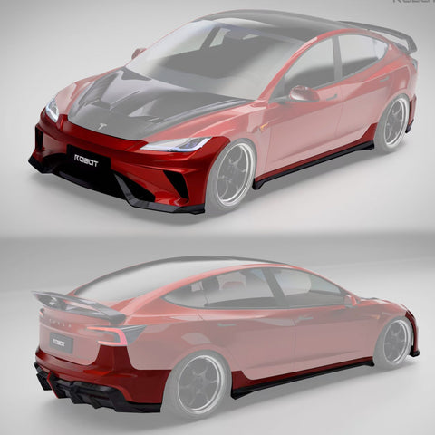 Robot Craftsman Tesla Model 3 Highland "HACKER" Complete Body Kit Aftermarket Carbon Fiber Part / Bodykit - Robot Bodykits