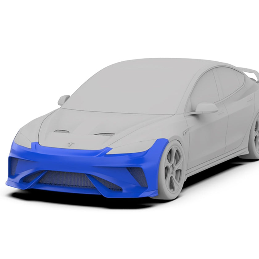 Robot Craftsman Tesla Model 3 Highland "HACKER" Front Bumper & Front Lip Aftermarket Carbon Fiber Part / Bodykit - Robot Bodykits