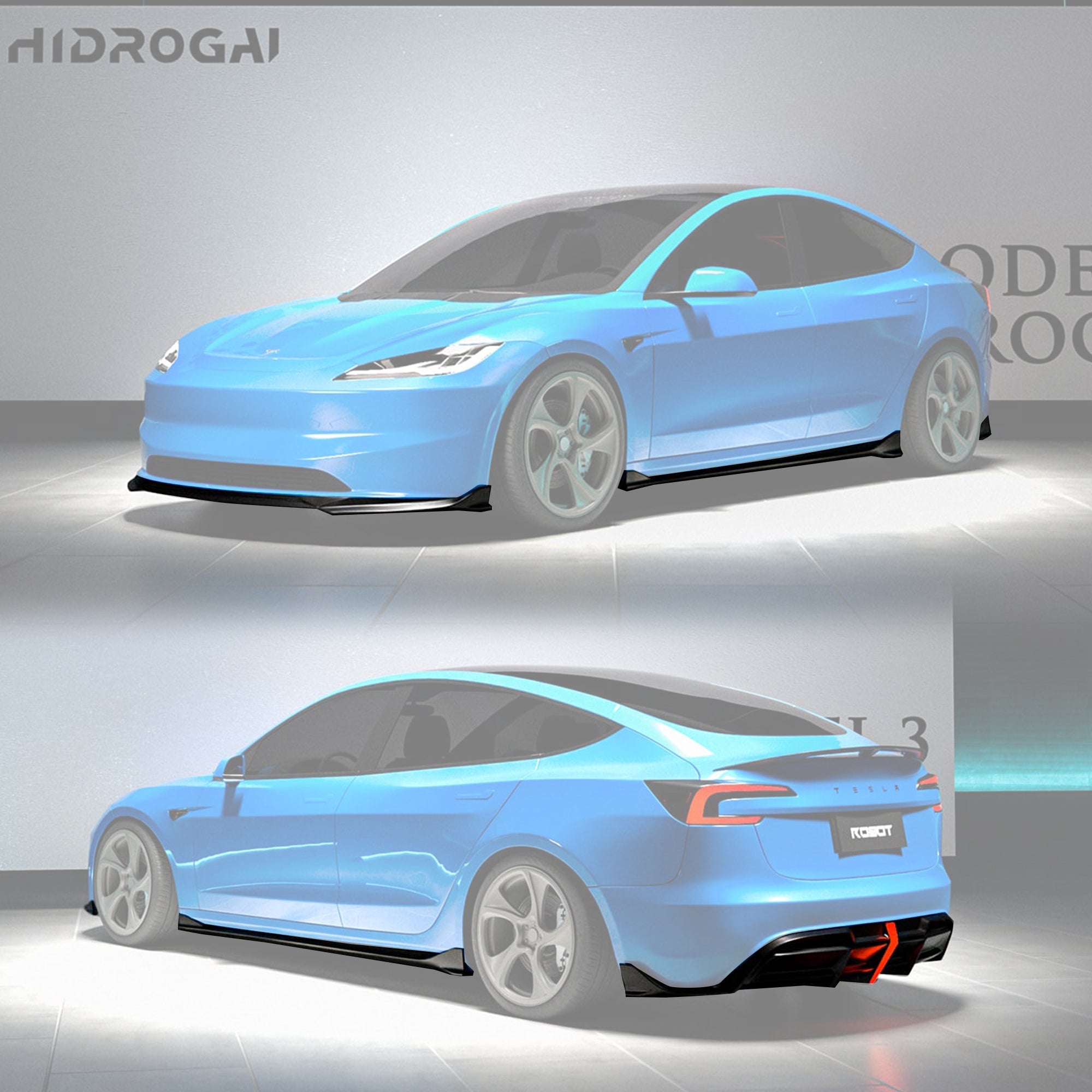 Robot Craftsman Tesla Model 3 Highland Lowline Bodykit (Hydrogai Series) SR & LR Aftermarket Carbon Fiber Part / Bodykit - Robot Bodykits