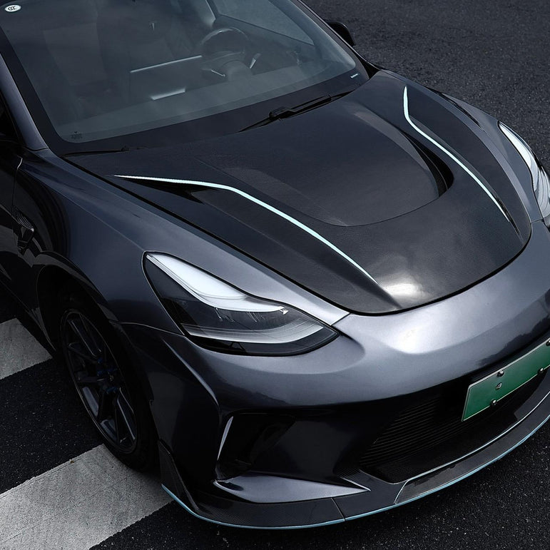 Robot Craftsman Tesla Model 3 Model Y “HACKER” Hood / Bonnet Aftermarket Carbon Fiber Part / Bodykit - Robot Bodykits
