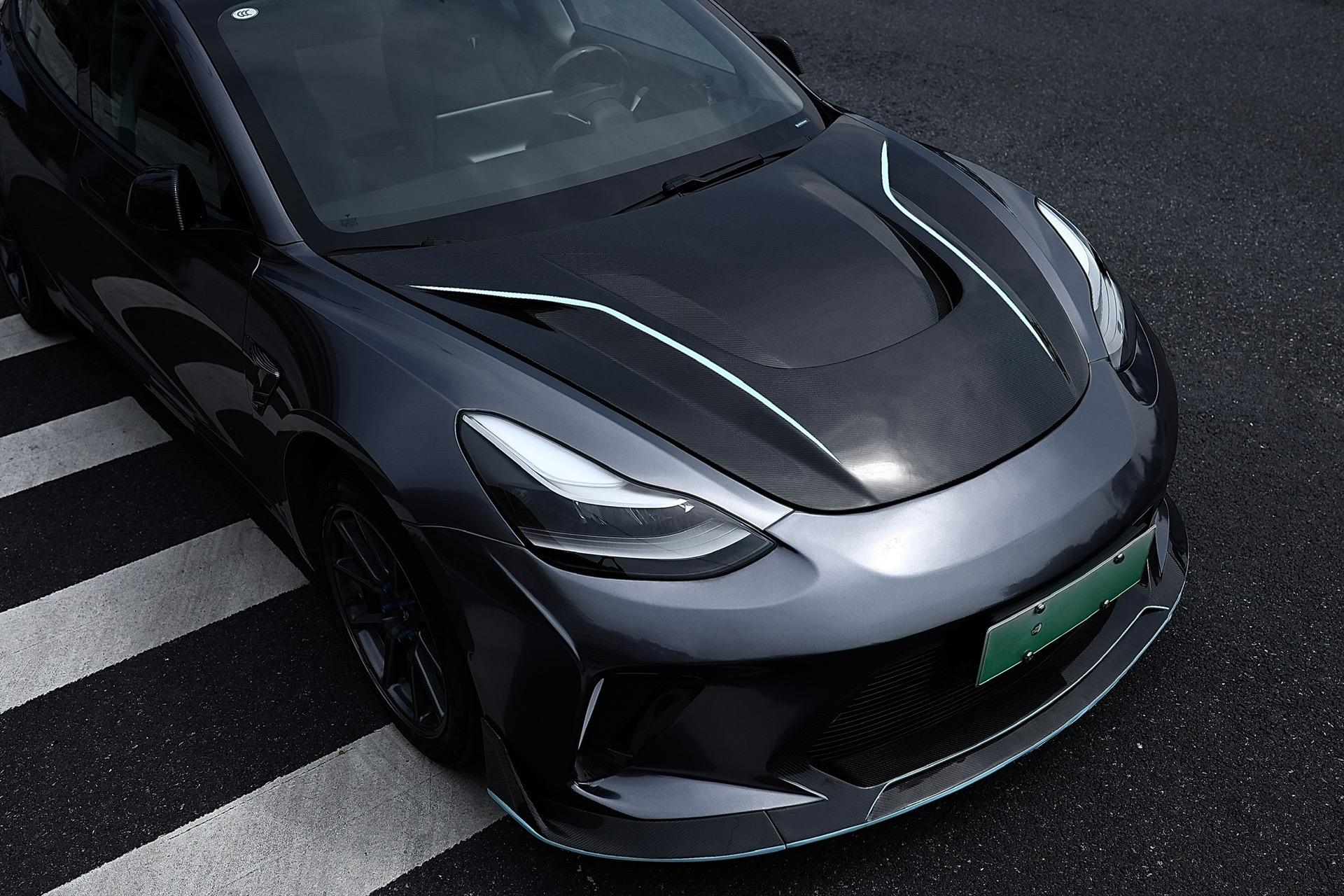Robot Craftsman Tesla Model 3 Model Y “HACKER” Hood / Bonnet Aftermarket Carbon Fiber Part / Bodykit - Robot Bodykits
