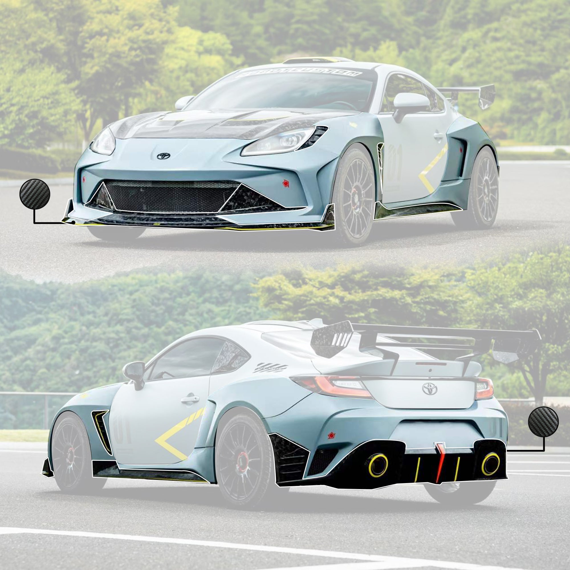 Robot Craftsman Toyota GR86 / BRZ Complete Widebody Kit Aftermarket Carbon Fiber Part / Bodykit - Robot Bodykits