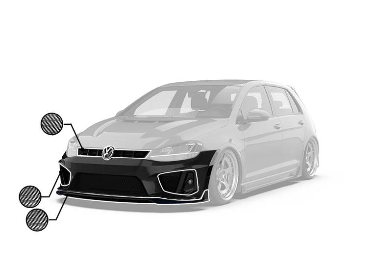 Robot Craftsman Volkswagen Golf / GTI / Golf R MK7 MK7.5 Fibre Glass Reinforced Plastic Complete Front Bumper (FRP) Aftermarket Carbon Fiber Part / Bodykit - Robot Bodykits