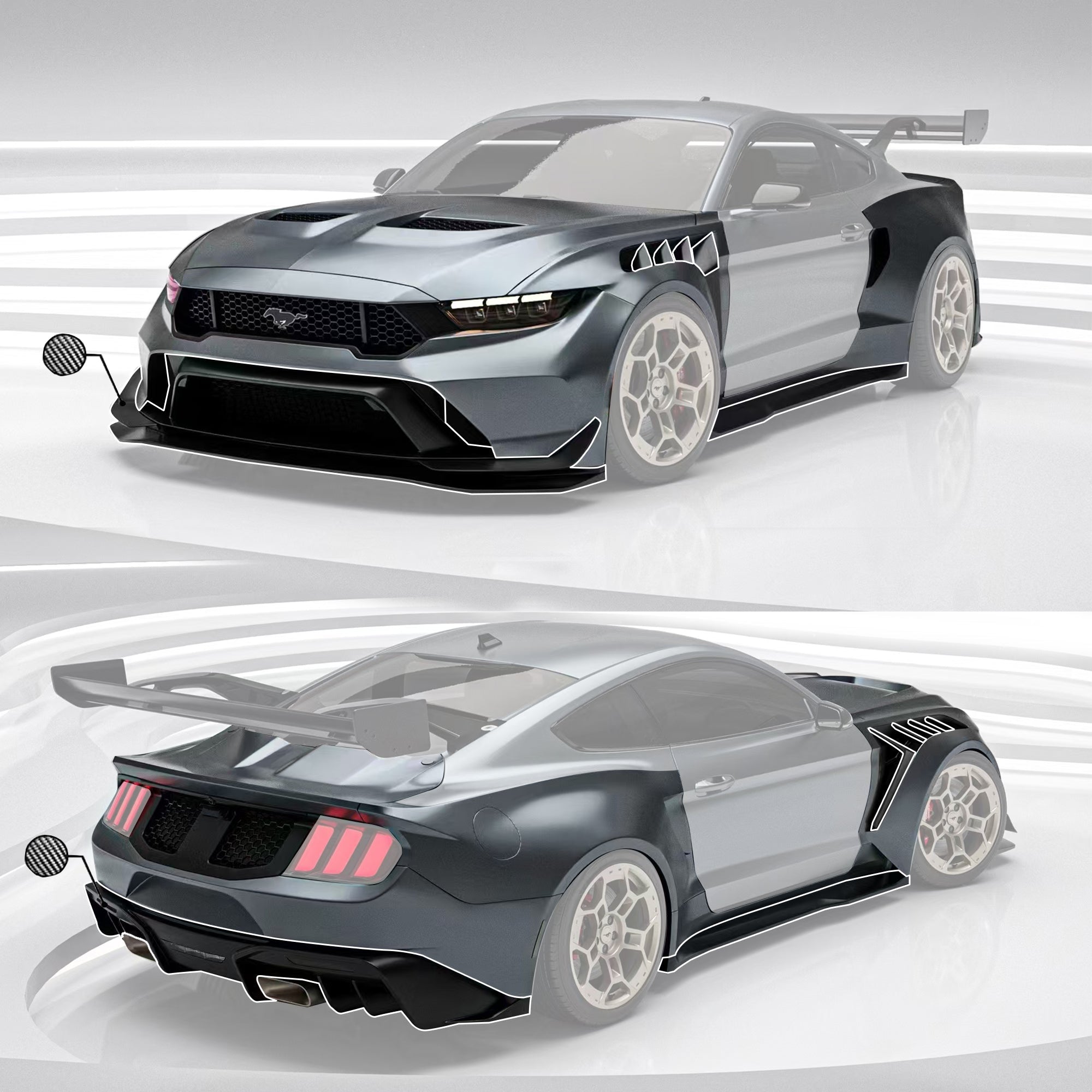Robot Ford Mustang V5 GTR Widebody Kit for S550.1 & S550.2 Aftermarket Carbon Fiber Part / Bodykit - Robot Bodykits