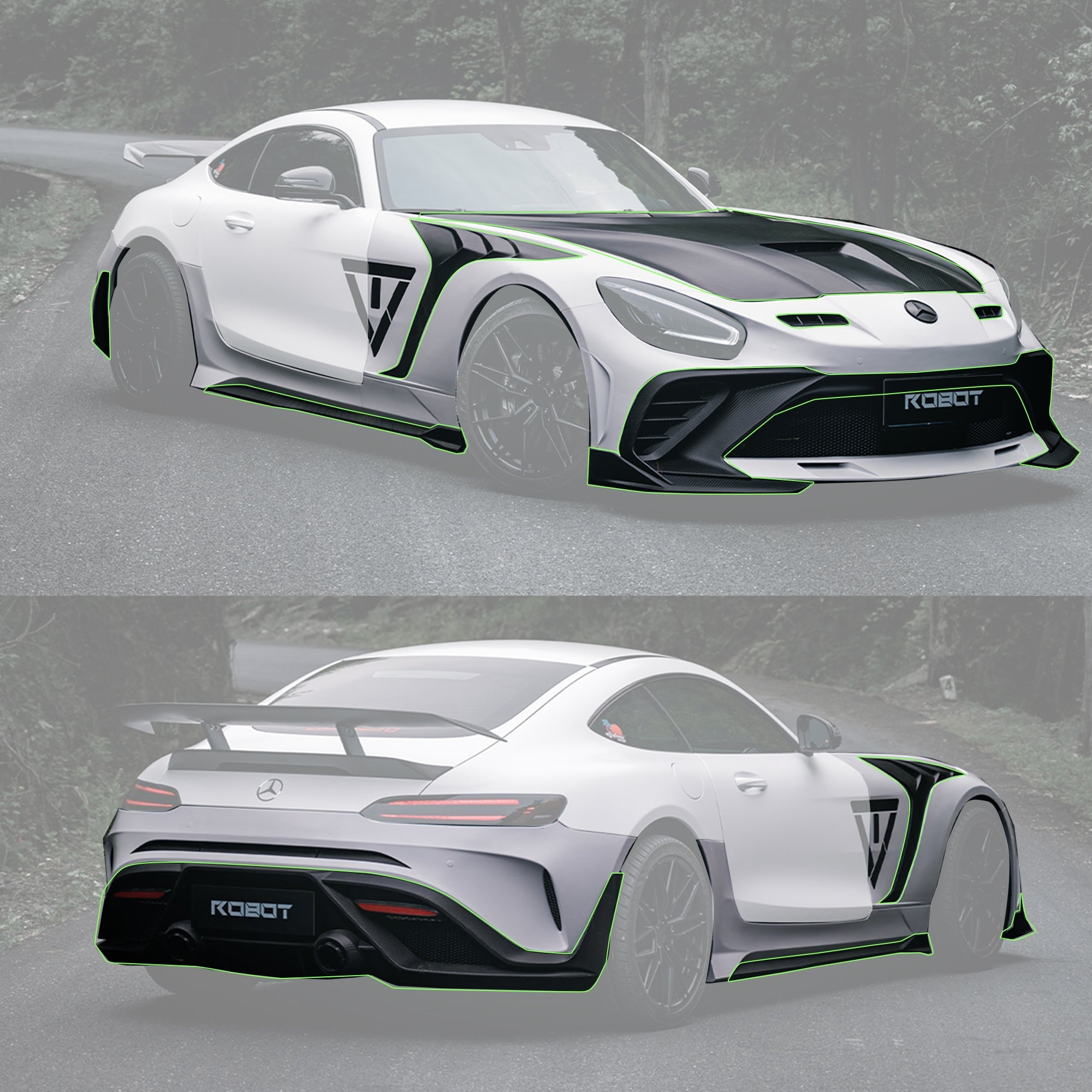 Robot Mercedes AMG GT Fibre Glass Reinforced Complete Body Kit Aftermarket Carbon Fiber Part / Bodykit - Robot Bodykits