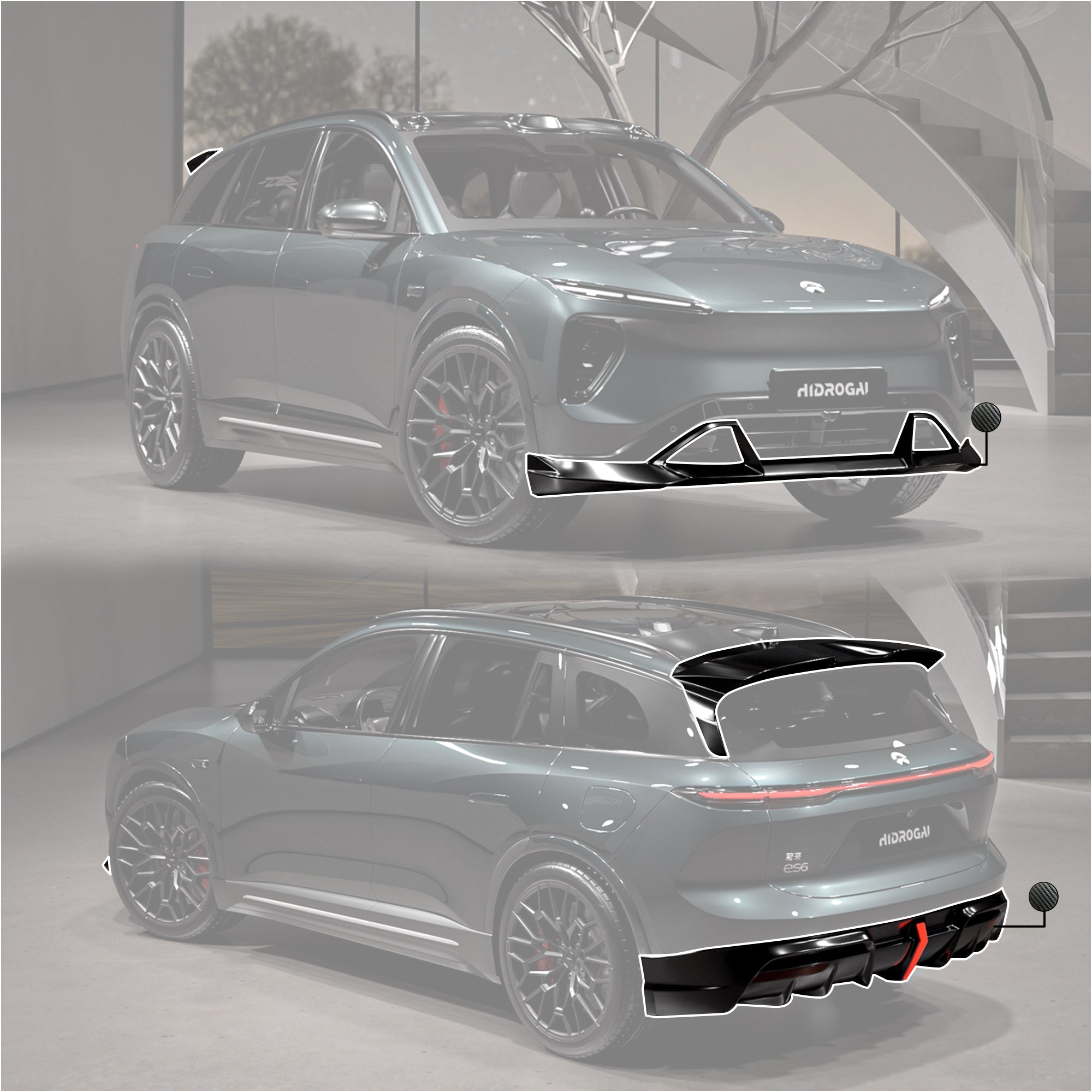 Robot NIO 1st Gen ES6 Lowline Bodykit (Hydrogai Series) 2019–2023 Aftermarket Carbon Fiber Part / Bodykit - Robot Bodykits