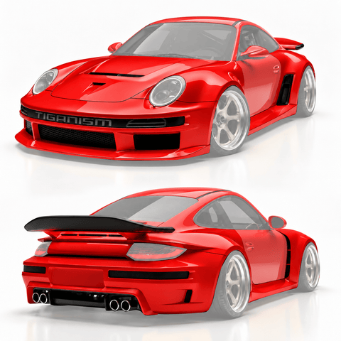 Robot Porsche 911 Carrera 4/4S (997.1 & 997.2 / 2005–2012) Tiganism "Gustav" Full FRP & Partial Carbon Widebody Kit – "Widebody" Coupe Aftermarket Carbon Fiber Part / Bodykit - Robot Bodykits