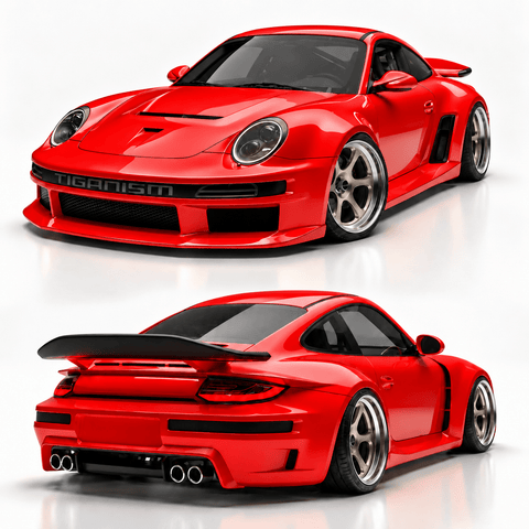 Robot Porsche 911 Carrera 4/4S (997.1 & 997.2 / 2005–2012) Tiganism "Gustav" Full FRP & Partial Carbon Widebody Kit – "Widebody" Coupe Aftermarket Carbon Fiber Part / Bodykit - Robot Bodykits