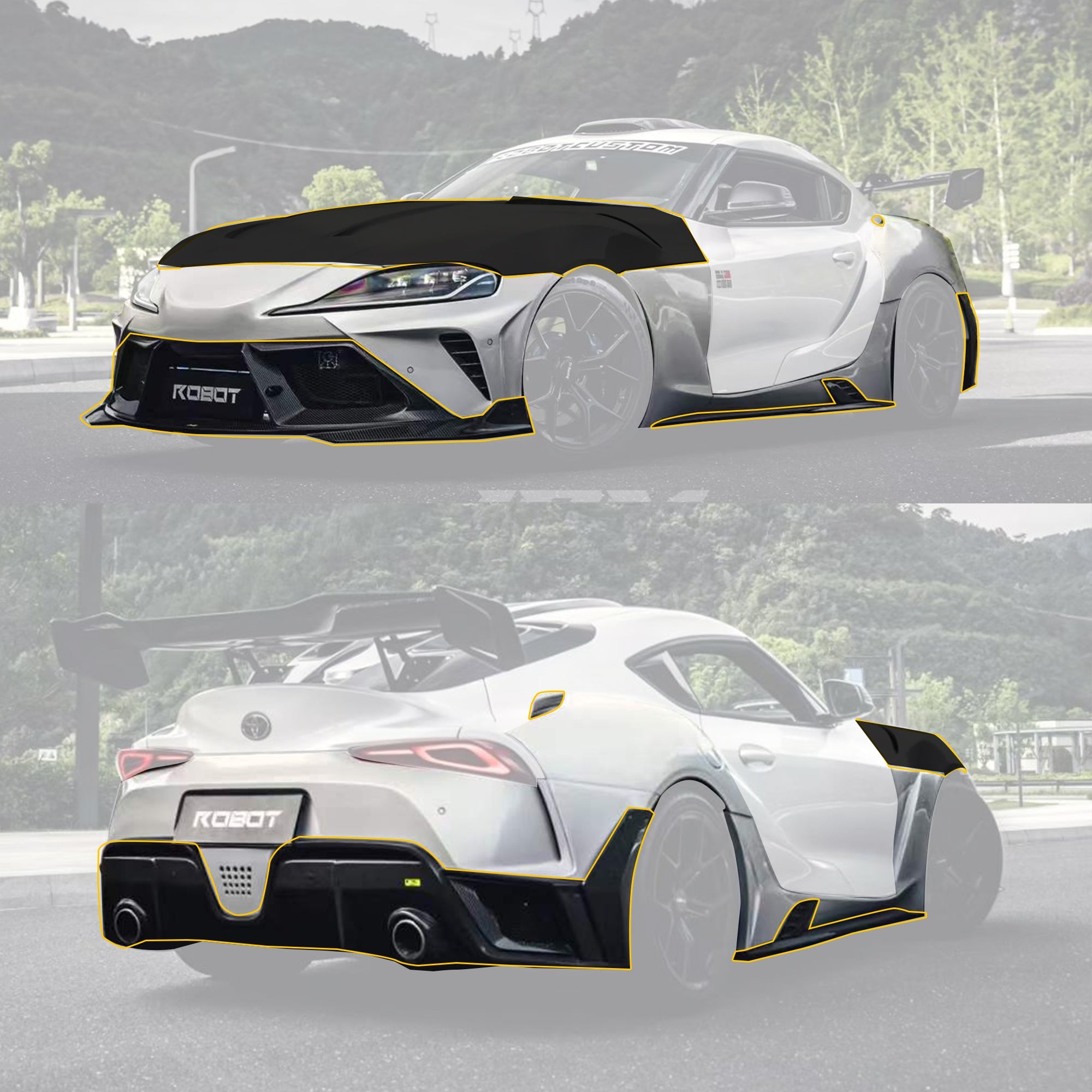 Robot Toyota GR Supra Alerion B Complete Narrow Body Kit Aftermarket Carbon Fiber Part / Bodykit - Robot Bodykits