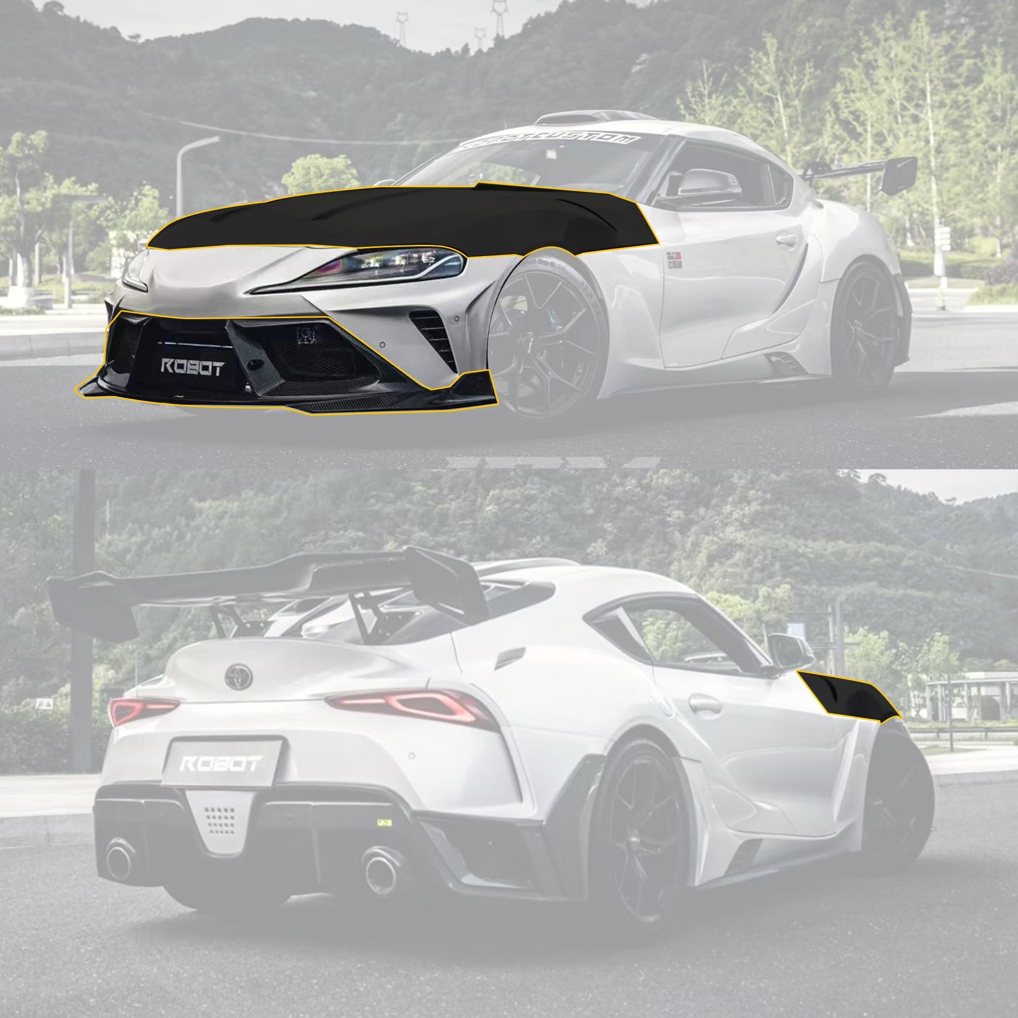 Robot Toyota GR Supra Alerion B Complete Narrow Body Kit Aftermarket Carbon Fiber Part / Bodykit - Robot Bodykits
