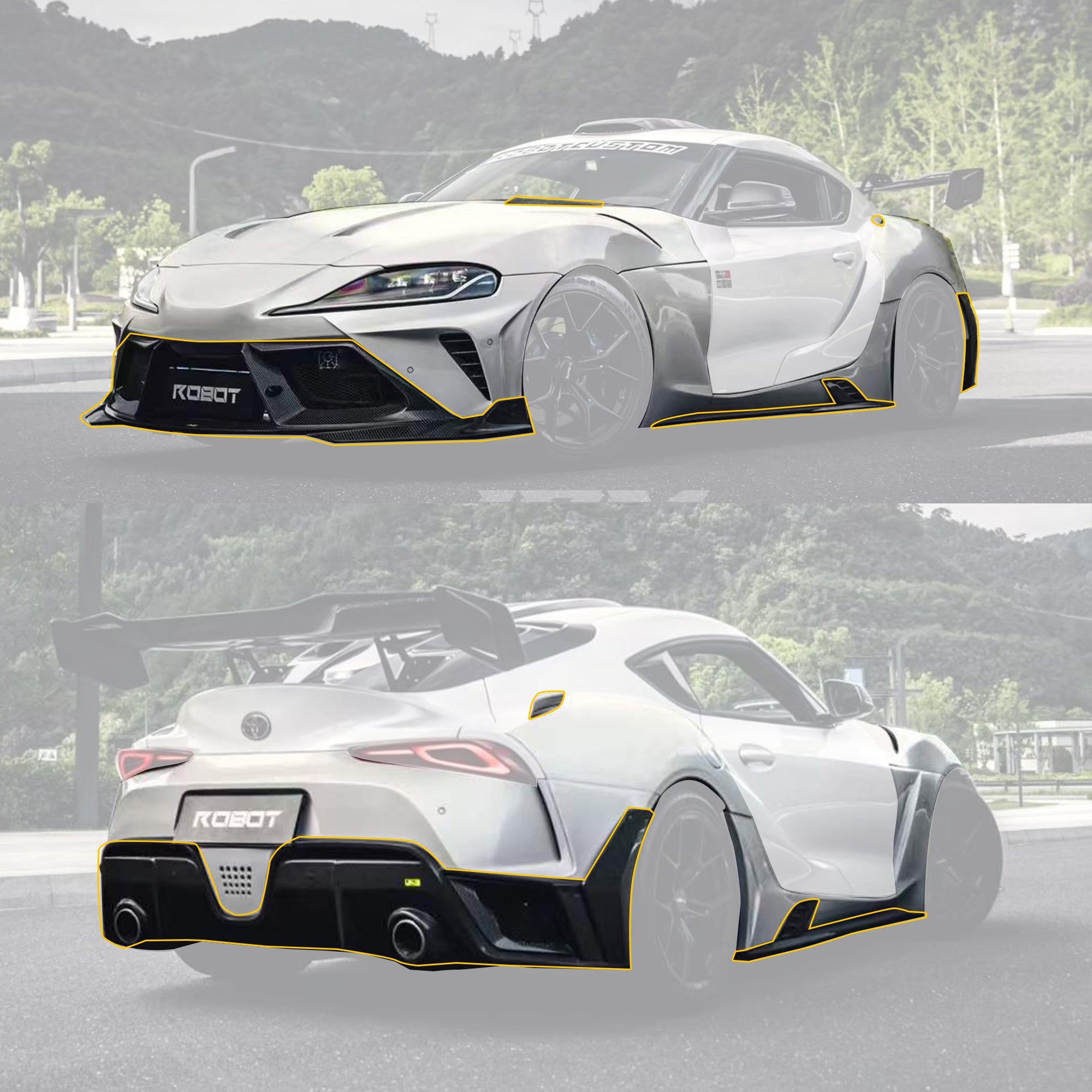 Robot Toyota GR Supra Alerion B Complete Narrow Body Kit Aftermarket Carbon Fiber Part / Bodykit - Robot Bodykits