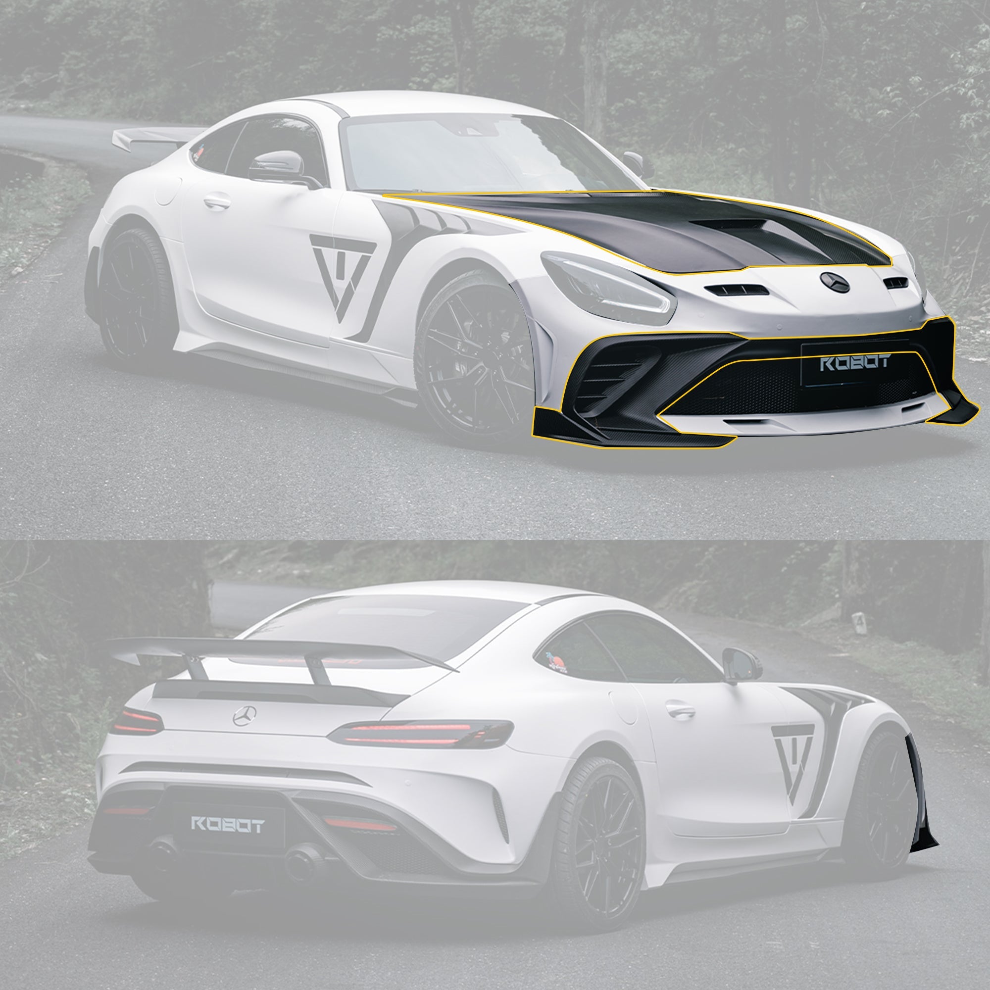 Robot Works Mercedes AMG GT Fibre Glass Reinforced Complete Body Kit (FRP) Aftermarket Carbon Fiber Part / Bodykit - Robot Bodykits