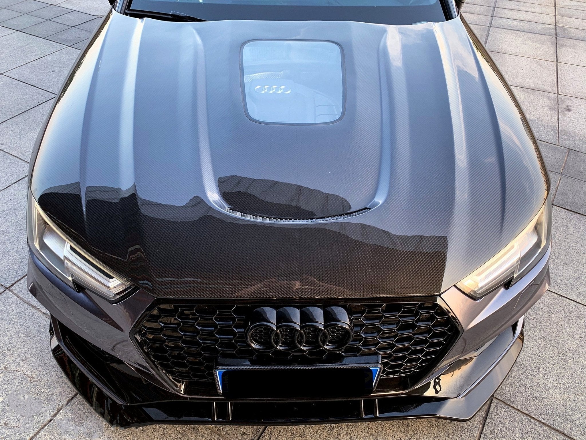 SD Carbon Fiber Tempered Glass Hood Bonnet For Audi A4 S4 2017-ON B9 B9.5 Aftermarket Carbon Fiber Part / Bodykit - Robot Bodykits