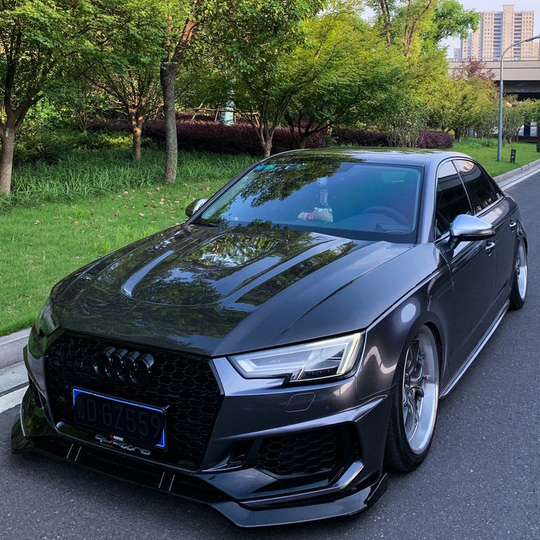 SD Carbon Fiber Tempered Glass Hood Bonnet For Audi A4 S4 2017-ON B9 B9.5 Aftermarket Carbon Fiber Part / Bodykit - Robot Bodykits