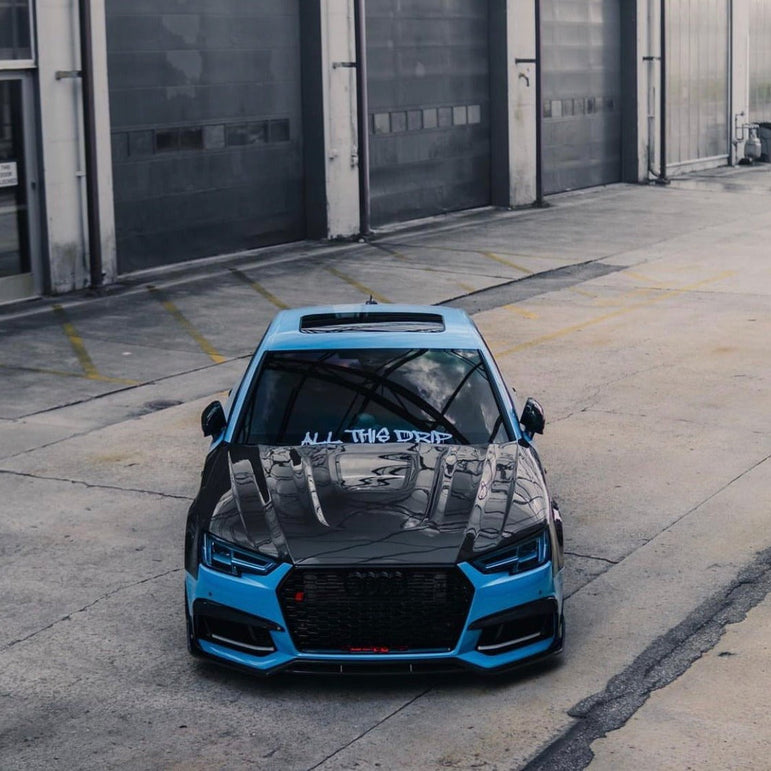SD Carbon Fiber Tempered Glass Hood Bonnet For Audi A4 S4 2017-ON B9 B9.5 Aftermarket Carbon Fiber Part / Bodykit - Robot Bodykits