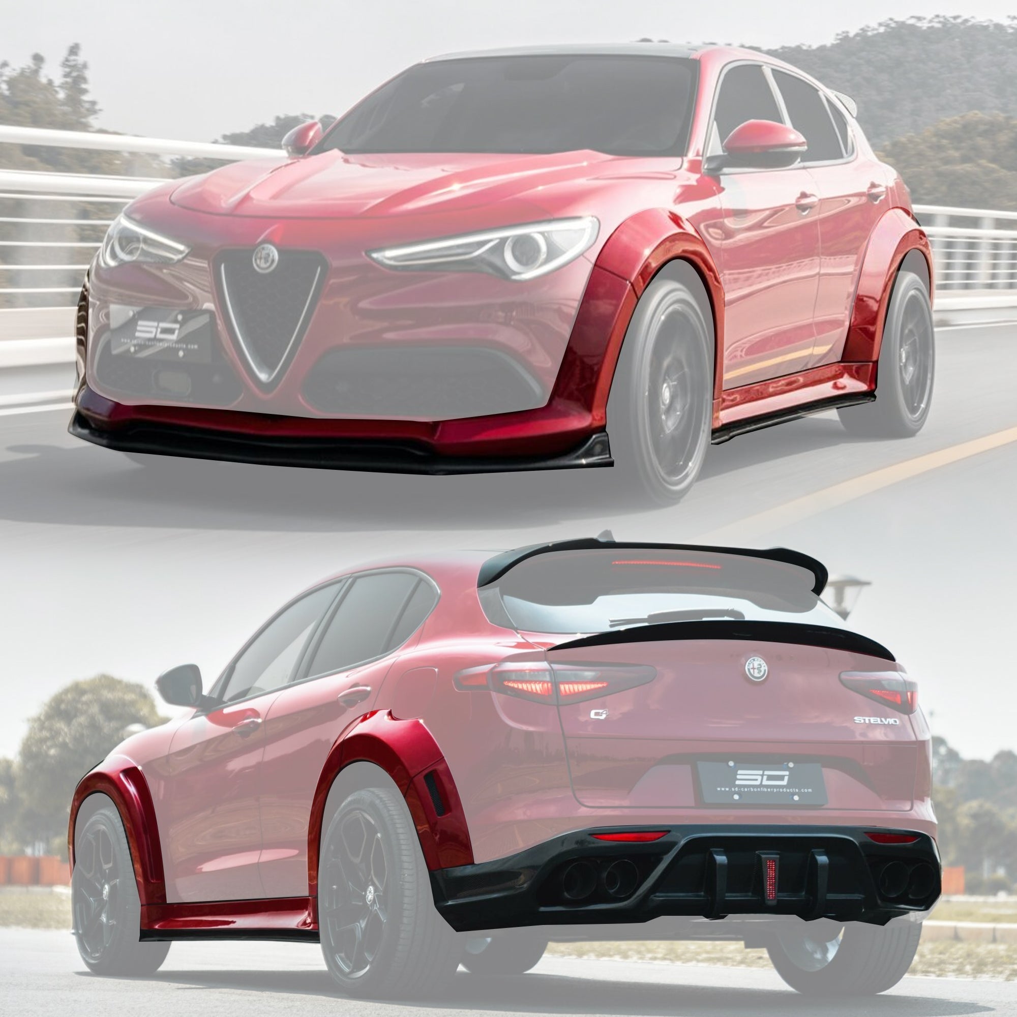 SD Carbon Partial Carbon Fiber Widebody Kit For Alfa Romeo Stelvio 2.0T Aftermarket Carbon Fiber Part / Bodykit - Robot Bodykits