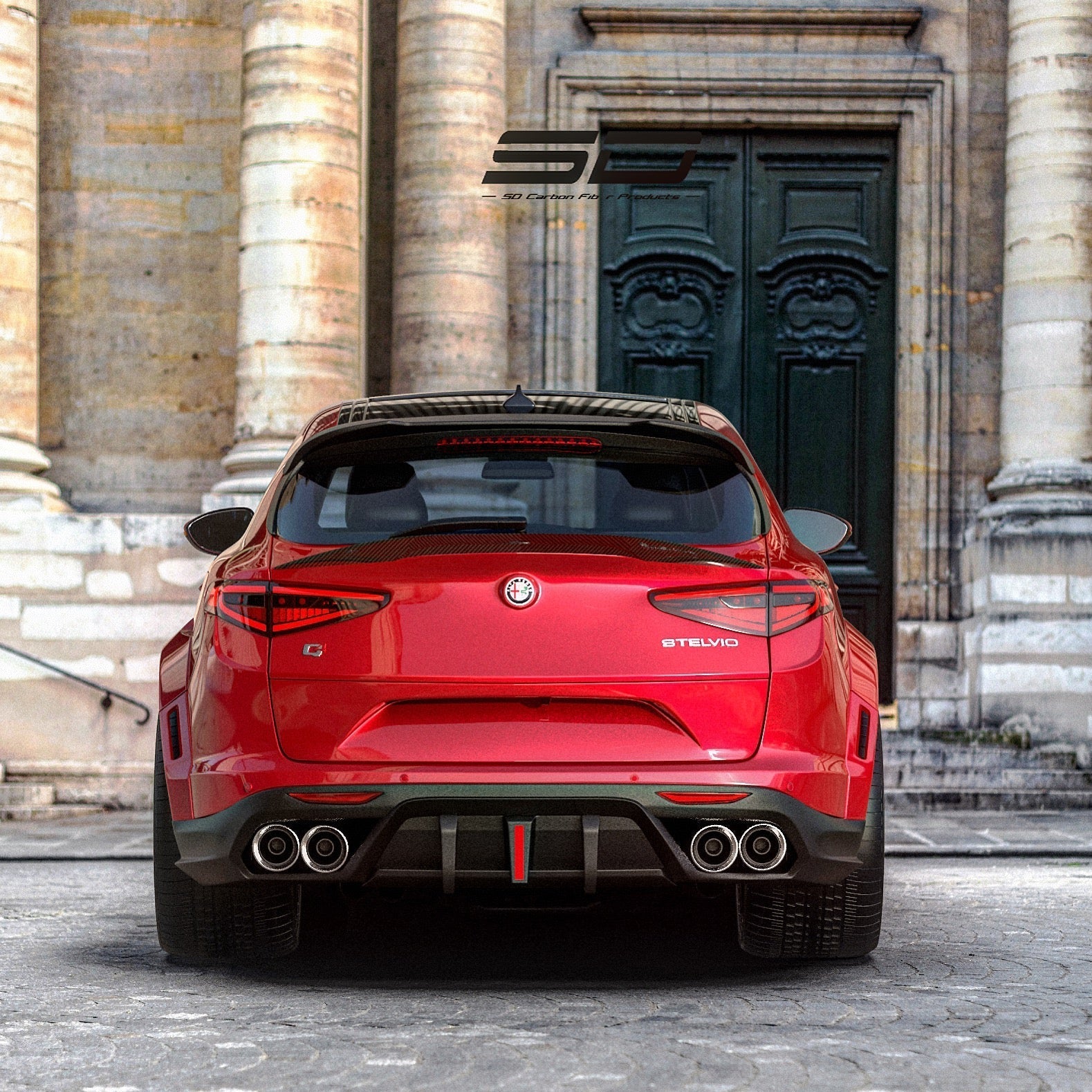 SD Carbon Pre - preg Carbon Fiber Rear Roof Spoiler For Alfa Romeo Stelvio Aftermarket Carbon Fiber Part / Bodykit - Robot Bodykits