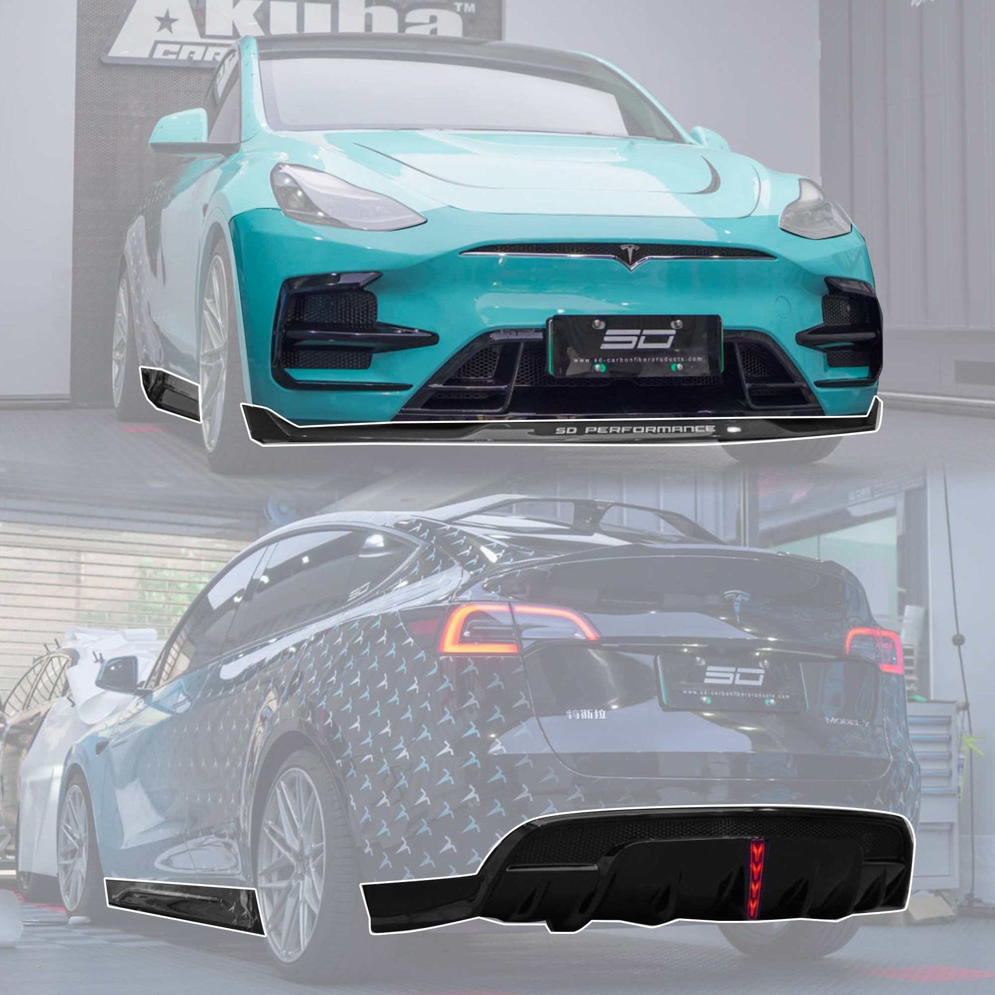 SD Carbon Tesla Model Y Full Plastic or Dry Carbon Narrowbody Bodykit Aftermarket Carbon Fiber Part / Bodykit - Robot Bodykits