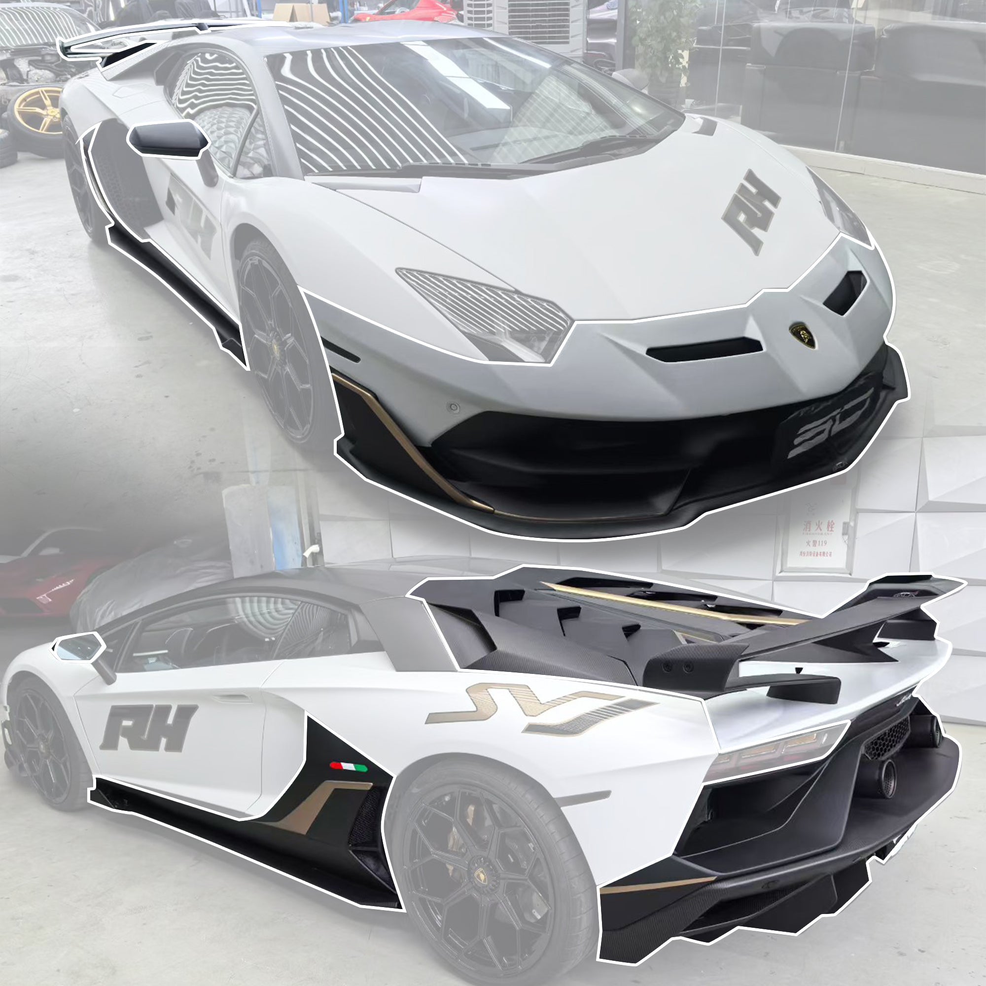 SD Dry Carbon Fibre Conversion Full Body Kit Conversion for Lamborghini Aventador LP700/720/740/750 Upgrade to SVJ Full Body Kit Aftermarket Carbon Fiber Part / Bodykit - Robot Bodykits
