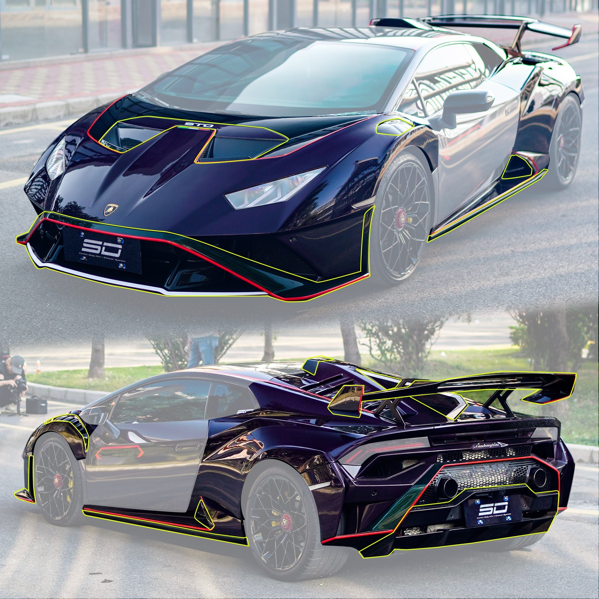 SD Dynamics Lamborghini Huracan to STO Conversion Dry - Carbon Full Body Kit Aftermarket Carbon Fiber Part / Bodykit - Robot Bodykits