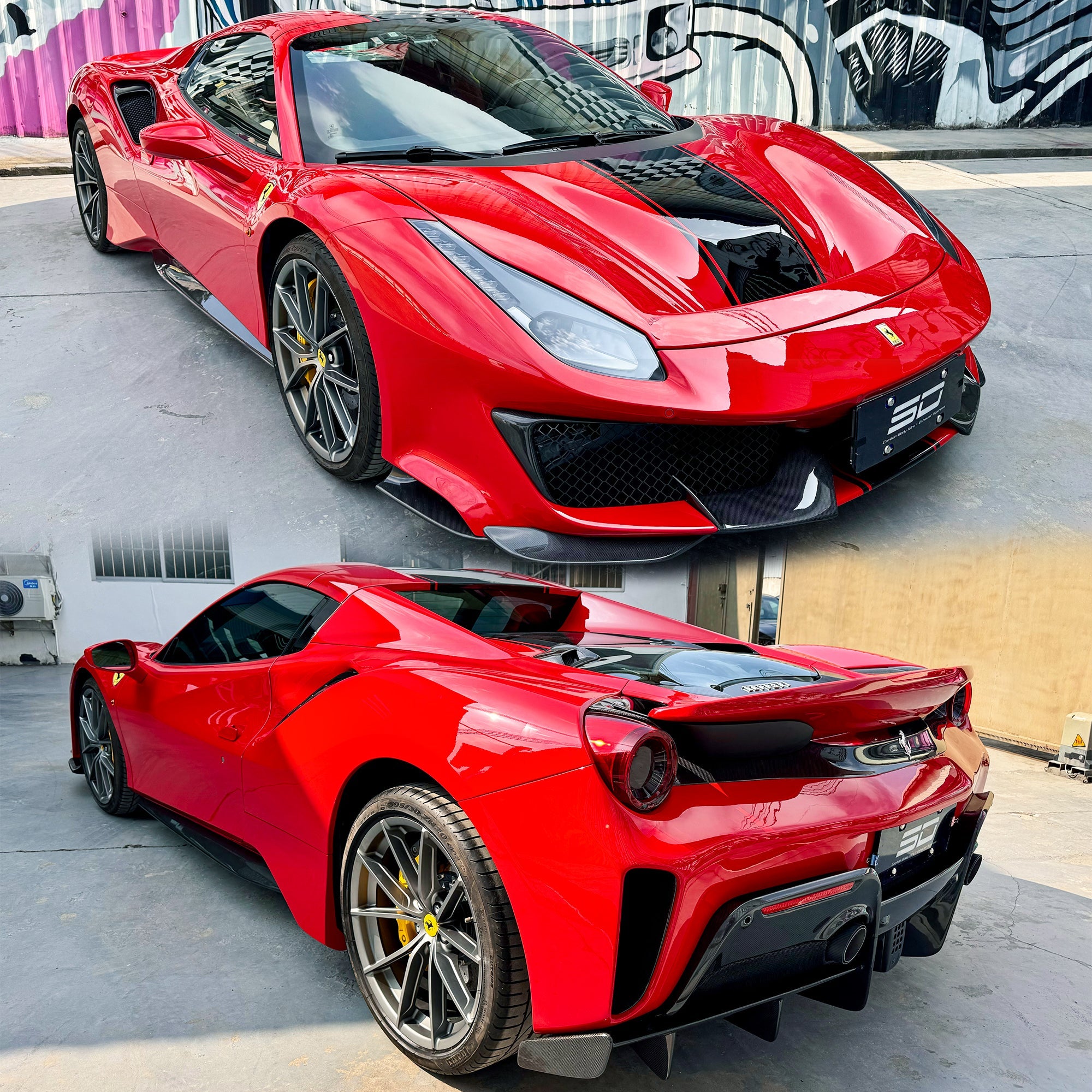 SD Full Ferrari 488GTB Upgrade to Pista Conversion Body Kit Aftermarket Carbon Fiber Part / Bodykit - Robot Bodykits