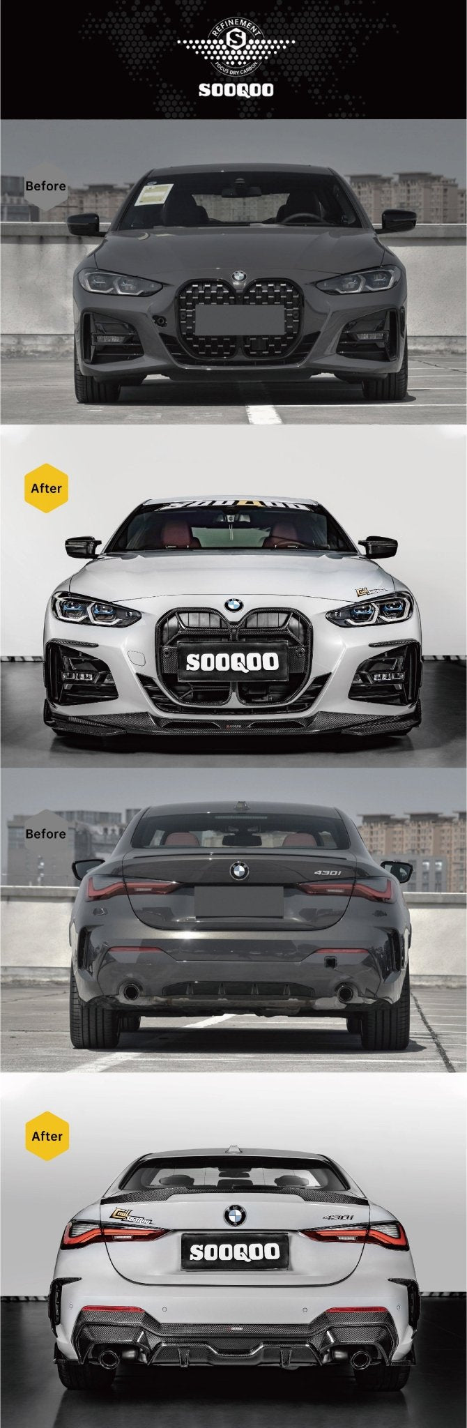 SOOQOO BMW G22 Body Kit SQ Style Dry Carbon Fiber Body Kit Aftermarket Carbon Fiber Part / Bodykit - Robot Bodykits