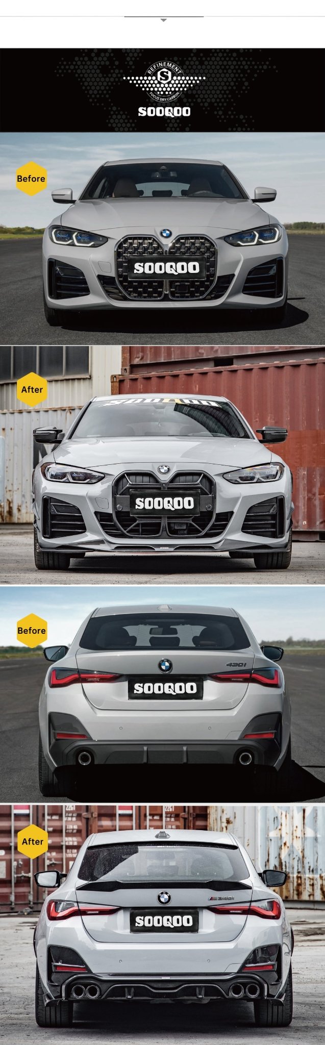 SOOQOO BMW G26 Body Kit SQ Style Dry Carbon Fiber Body Kit Aftermarket Carbon Fiber Part / Bodykit - Robot Bodykits