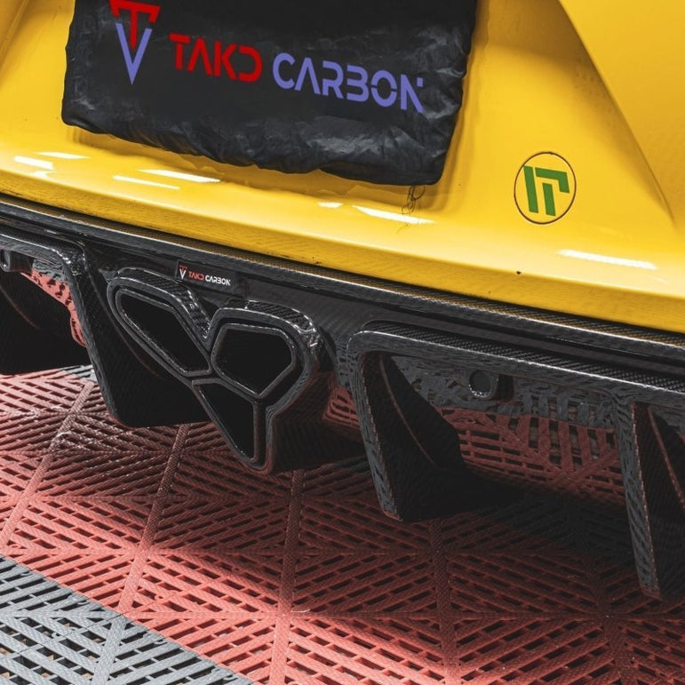 TAKD Carbon Dry Carbon Fiber Rear Diffuser & Canards for Porsche 718 Boxster / Cayman Aftermarket Carbon Fiber Part / Bodykit - Robot Bodykits