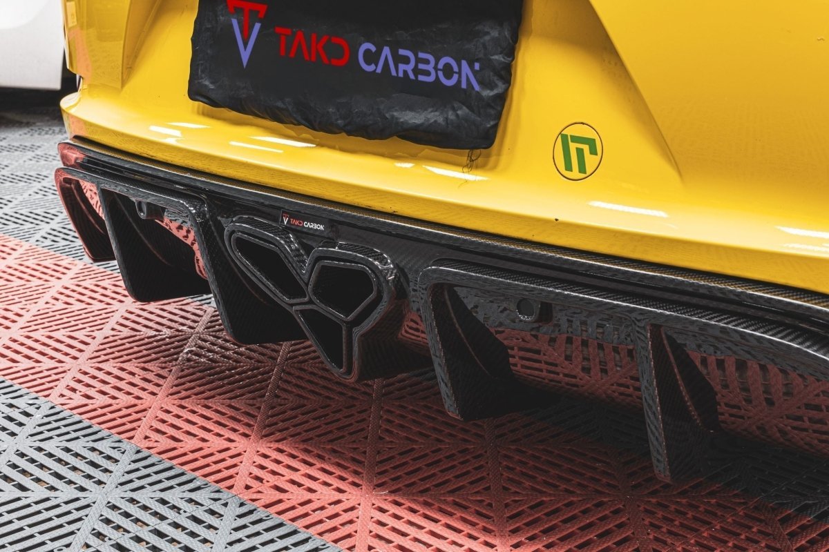 TAKD Carbon Dry Carbon Fiber Rear Diffuser & Canards for Porsche 718 Boxster / Cayman Aftermarket Carbon Fiber Part / Bodykit - Robot Bodykits