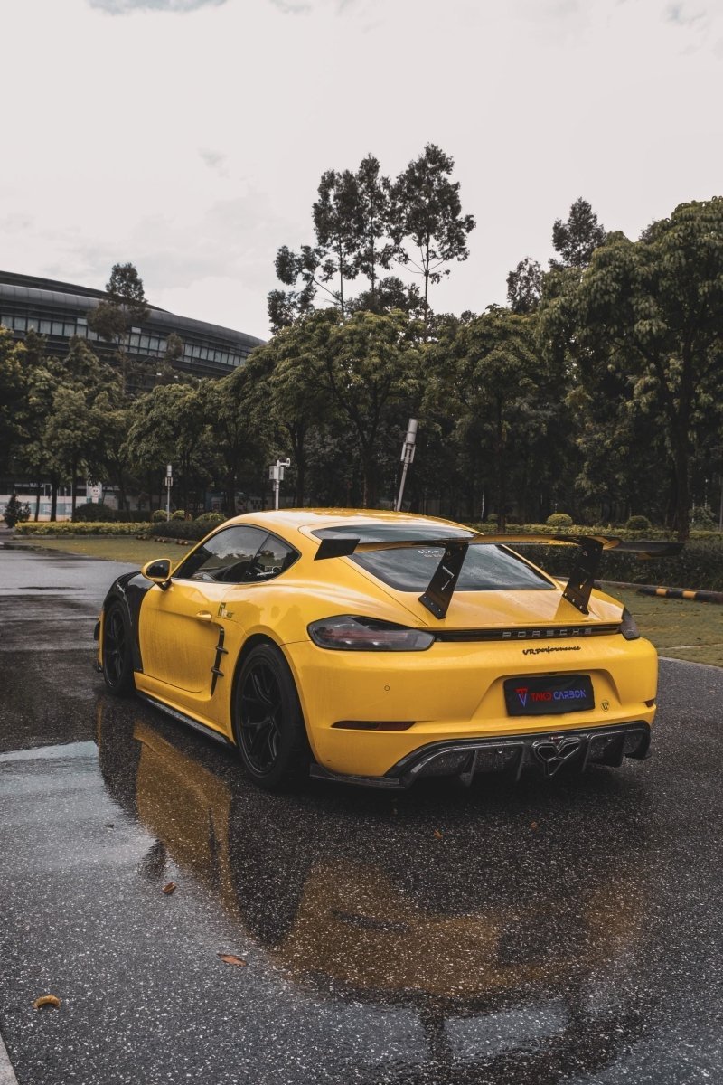 TAKD Carbon Dry Carbon Fiber Rear Diffuser & Canards for Porsche 718 Boxster / Cayman Aftermarket Carbon Fiber Part / Bodykit - Robot Bodykits