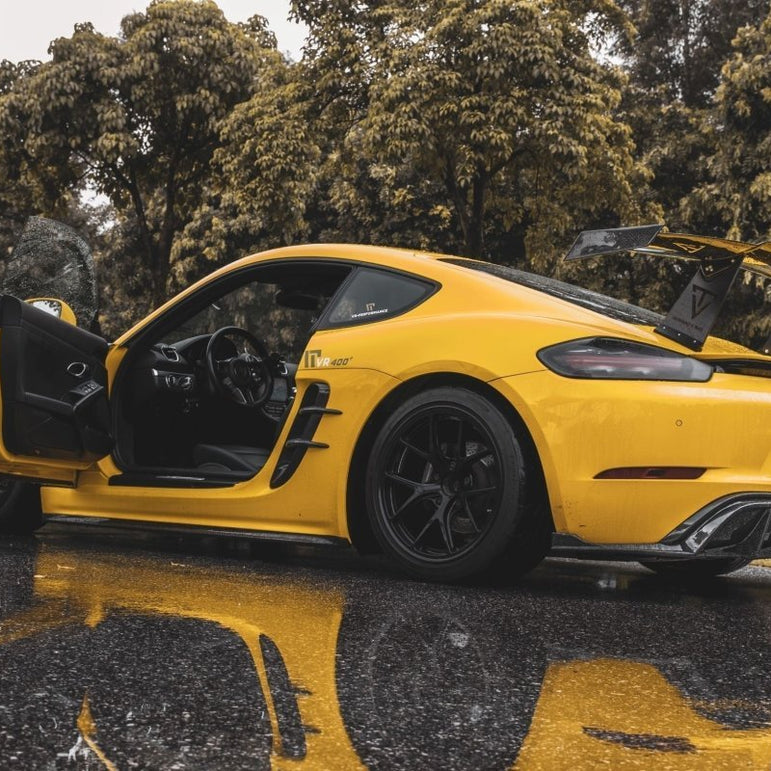 TAKD Carbon Dry Carbon Fiber Rear Diffuser & Canards for Porsche 718 Boxster / Cayman Aftermarket Carbon Fiber Part / Bodykit - Robot Bodykits