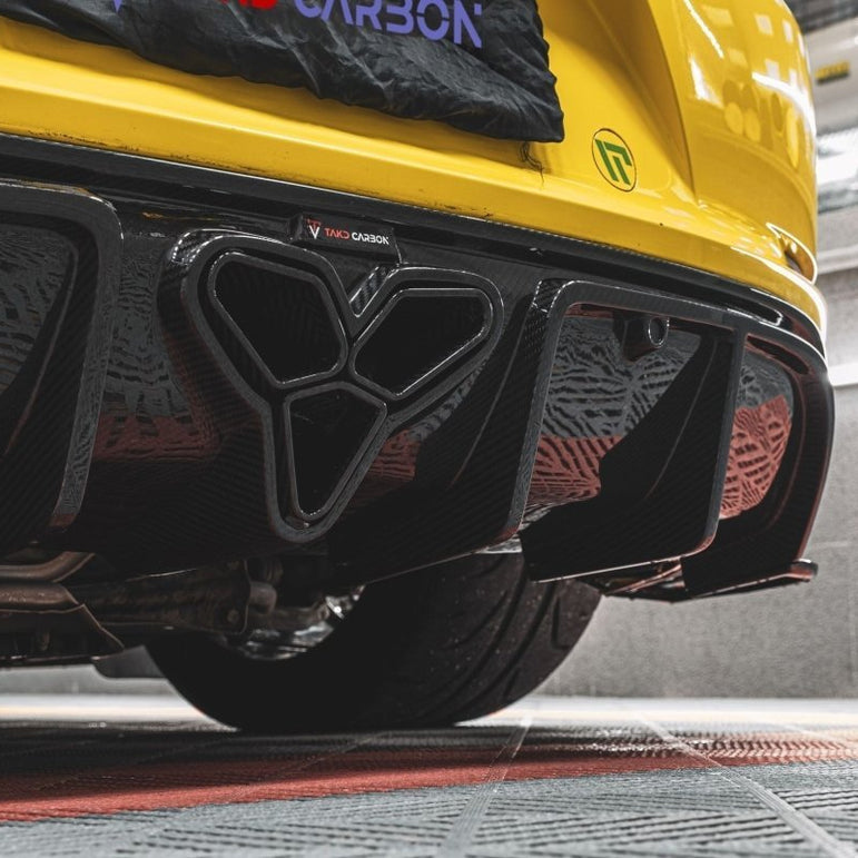 TAKD Carbon Dry Carbon Fiber Rear Diffuser & Canards for Porsche 718 Boxster / Cayman Aftermarket Carbon Fiber Part / Bodykit - Robot Bodykits