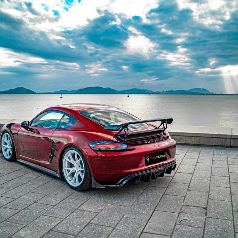 TAKD Carbon Dry Carbon Fiber Rear Diffuser & Canards for Porsche 718 Boxster / Cayman Aftermarket Carbon Fiber Part / Bodykit - Robot Bodykits