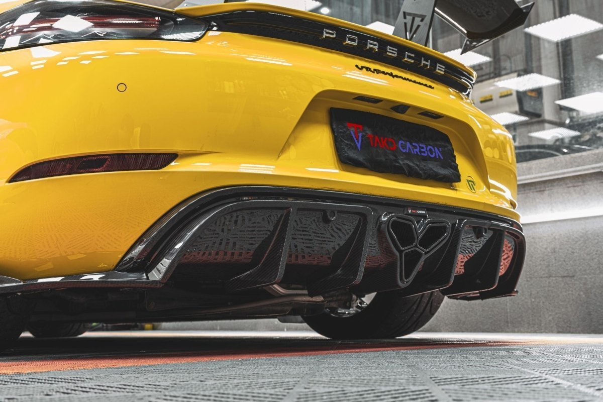 TAKD Carbon Dry Carbon Fiber Rear Diffuser & Canards for Porsche 718 Boxster / Cayman Aftermarket Carbon Fiber Part / Bodykit - Robot Bodykits