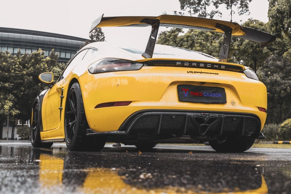 TAKD Carbon Dry Carbon Fiber Rear Diffuser & Canards for Porsche 718 Boxster / Cayman Aftermarket Carbon Fiber Part / Bodykit - Robot Bodykits