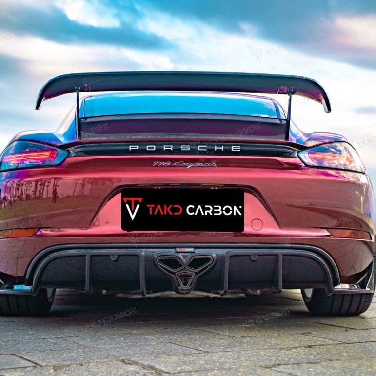 TAKD Carbon Dry Carbon Fiber Rear Diffuser & Canards for Porsche 718 Boxster / Cayman Aftermarket Carbon Fiber Part / Bodykit - Robot Bodykits