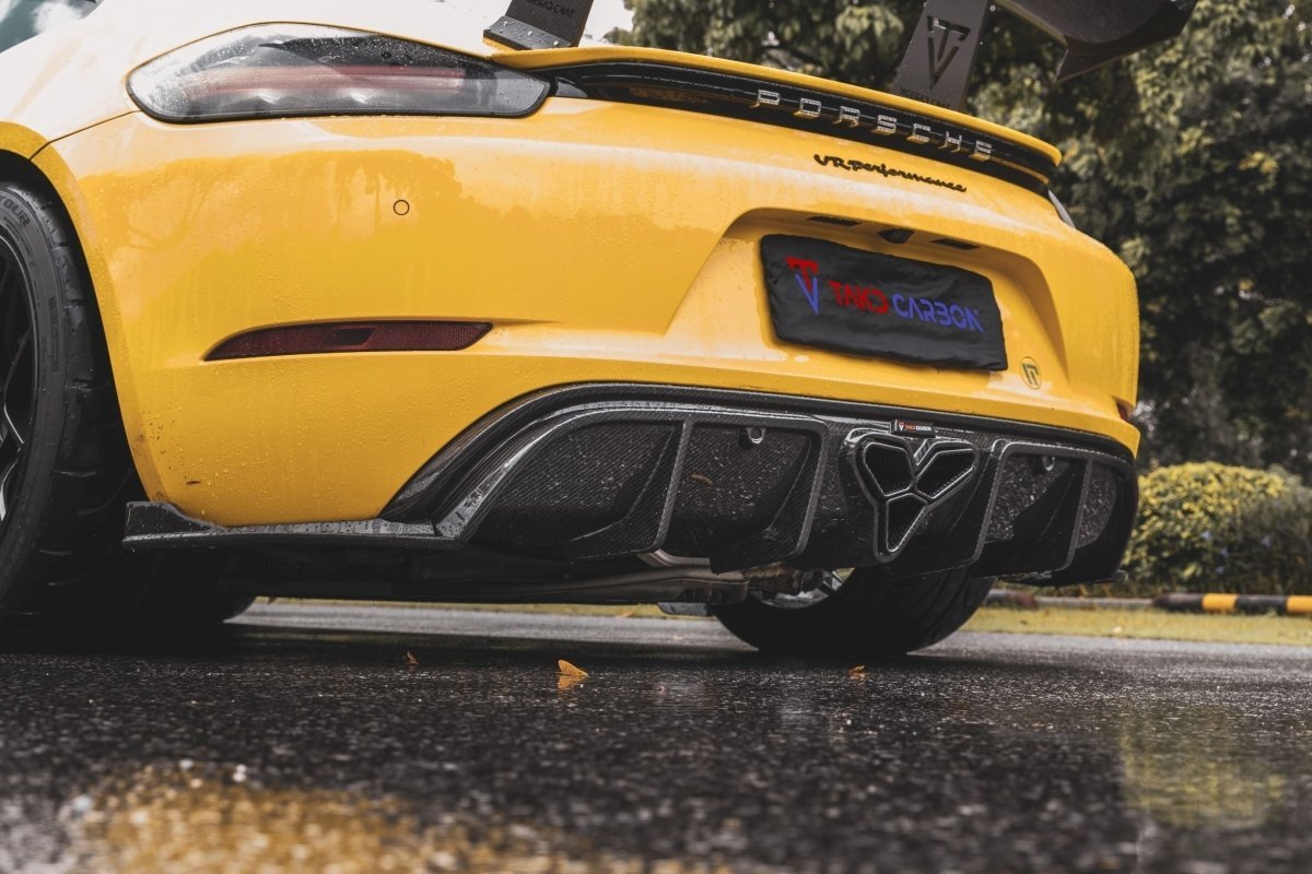TAKD Carbon Dry Carbon Fiber Rear Diffuser & Canards for Porsche 718 Boxster / Cayman Aftermarket Carbon Fiber Part / Bodykit - Robot Bodykits