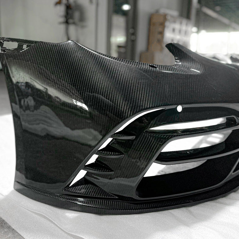 TAKD Carbon Pre - preg Carbon Fiber Front Bumper & Lip for Porsche 718 Boxster / Cayman Aftermarket Carbon Fiber Part / Bodykit - Robot Bodykits